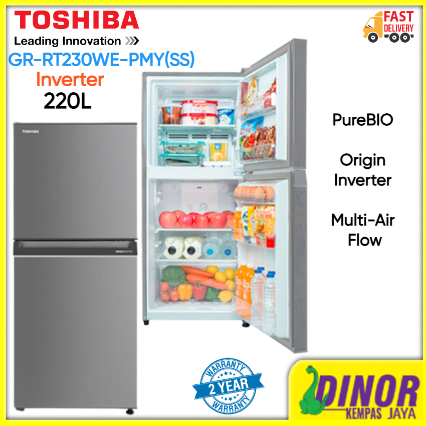Toshiba (220L) Fridge Inverter 2 Door MultiAir Flow with Bigger