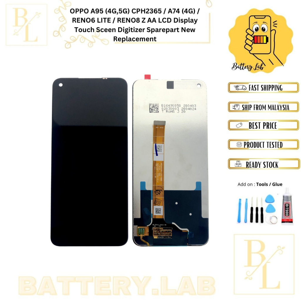 OPPO A95 (4G,5G) CPH2365 / A74 (4G) / RENO6 LITE / RENO8 Z LCD Display ...