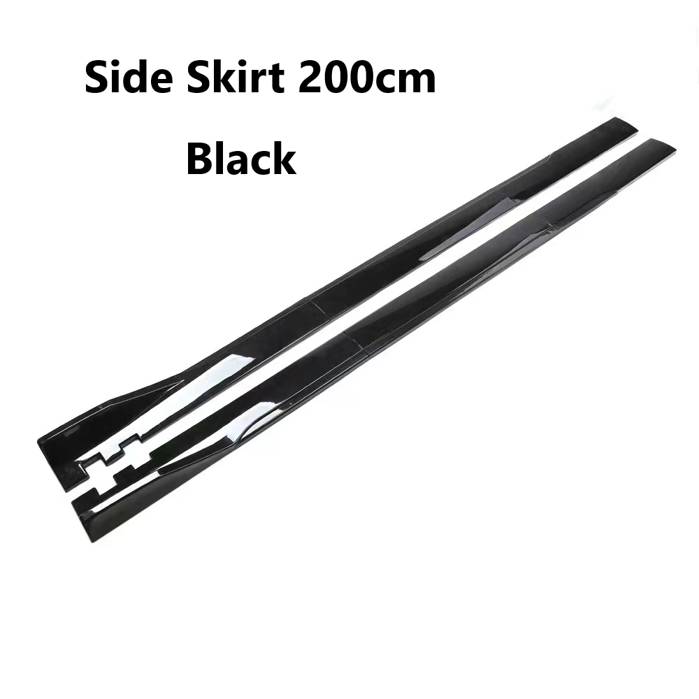 Universal Car Side Skirt BLACK Extensions Rocker Panel Splitters Lip ...