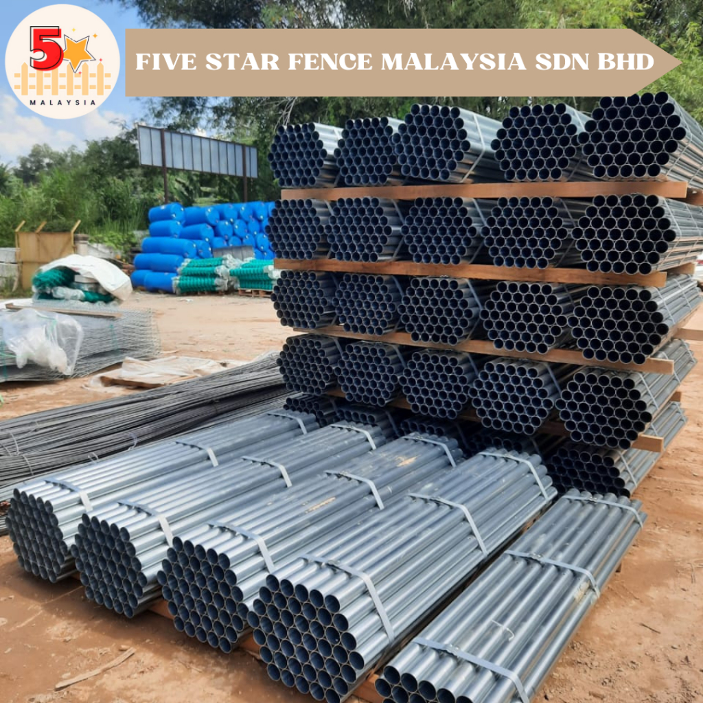Gi Galvanised Round Post Tiang Bulat 60mm (OD) Untuk Pagar Brc Roll Top ...