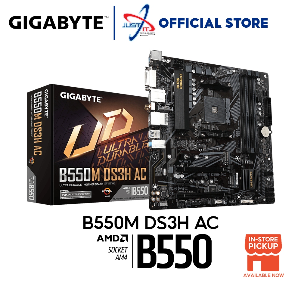 GIGABYTE B550M DS3H AC AM4 Motherboard Combo RYZEN 5 5600G / 5500GT / 5600GT / 5500 / 5600