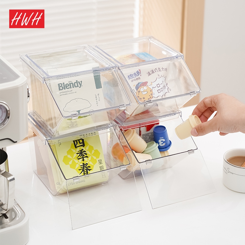 HWHOME Home Office Stackable Snacks Tea Sugar Coffee Bags Storage Box ...