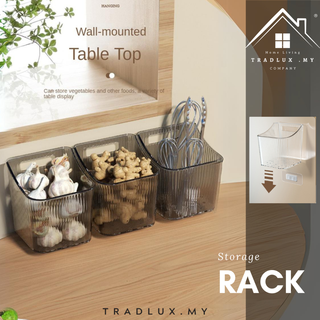 Tradlux Kitchen Transparent Storage Basket Wall-Hanging Small Objects ...