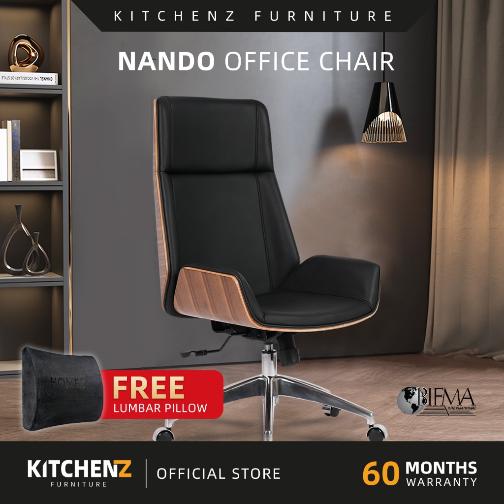 KitchenZ Nando Office Chair Ergonomic Chair Executive Chair High Back Chair Kerusi Pejabat PU