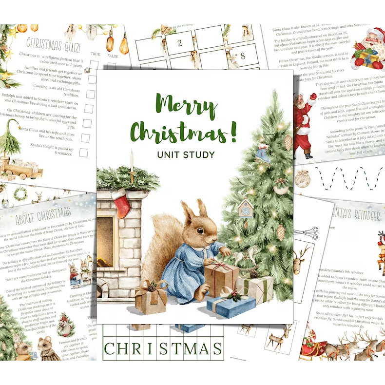 pdf-christmas-unit-study-90-pages-home-learning-kids-printable-montessori-toddler-preschool