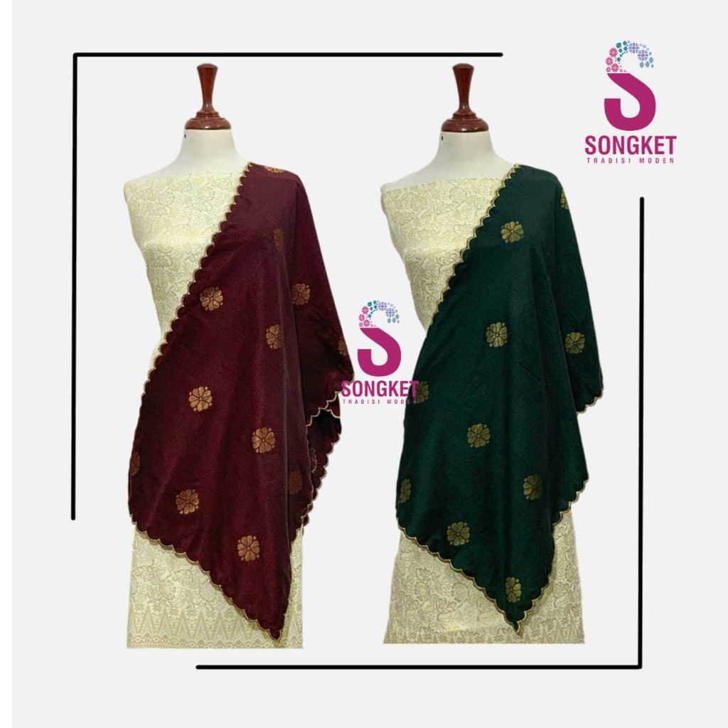 Selendang | Raya Special | Songket Tenun | 100% Cotton | Bunga Tabur ...