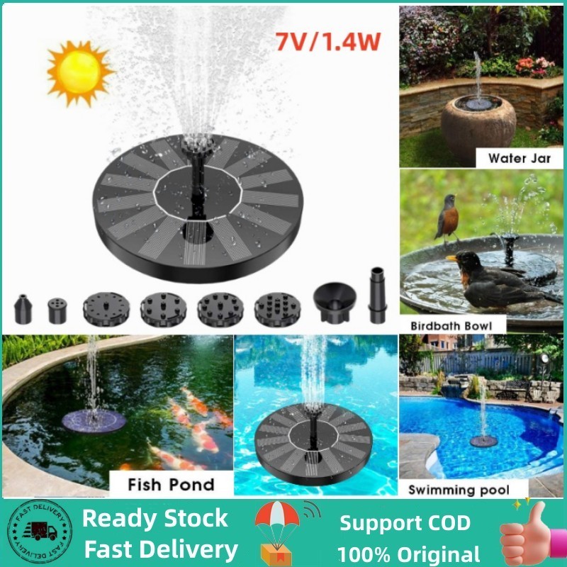 🔥🔥🔥7V 1.4W Solar Powered Floating Bird Bath Water Panel Fountain Pump ...