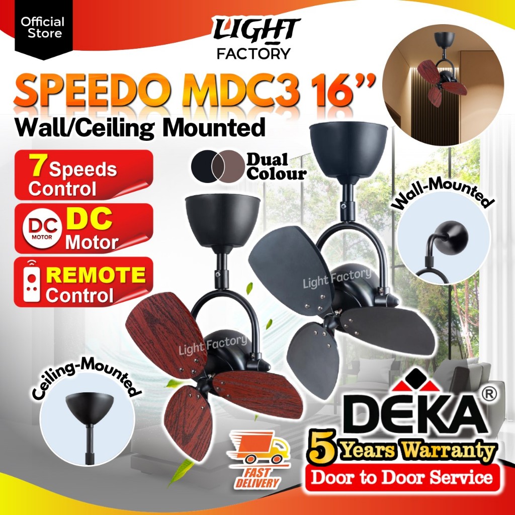 🔥PROMOTION🔥 DEKA MDC3 16" Ceiling Fan Mounted / ECOLUXE ECO288 Wall