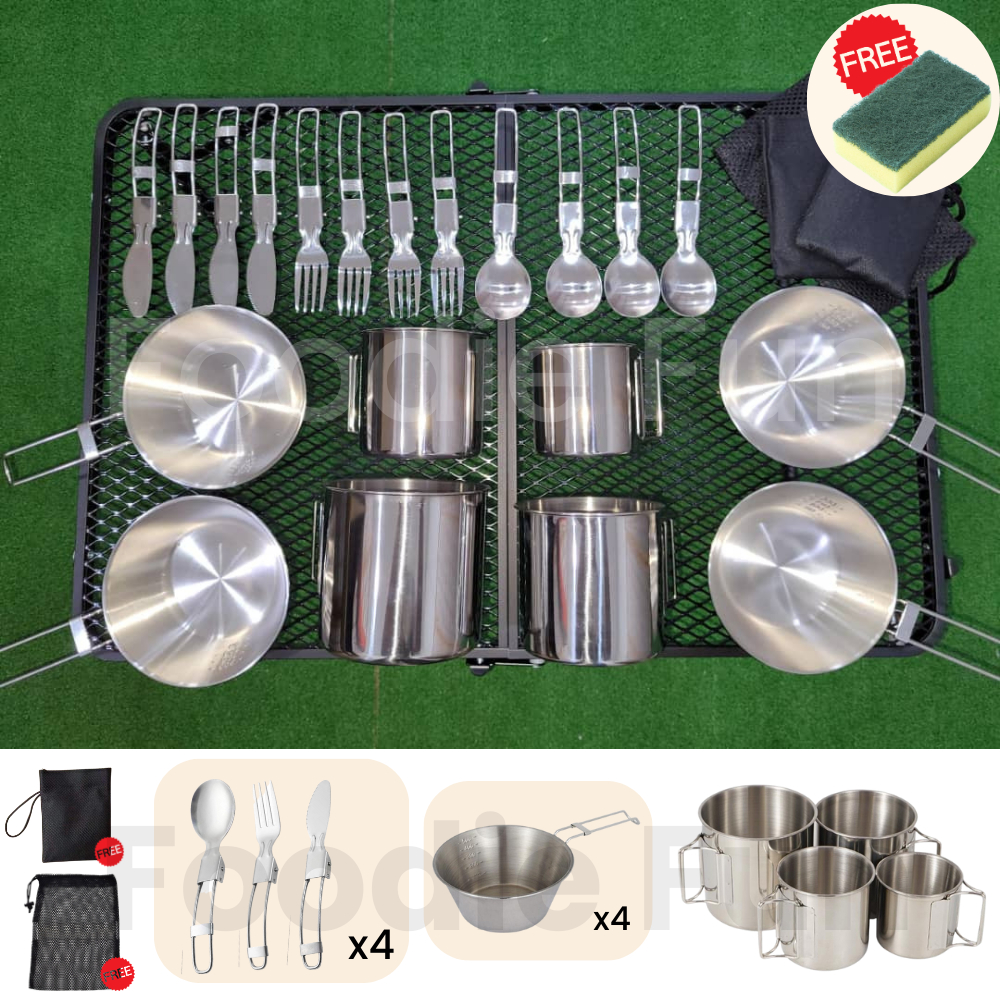 Personal/Group Camping Cooking Cookware Set Stainless Steel Portable ...