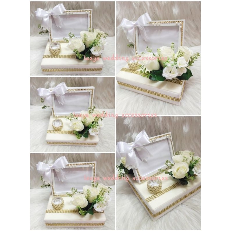 Gubahan Hantaran Frame Mas Kahwin 1pc Bekas Cincin Cream White