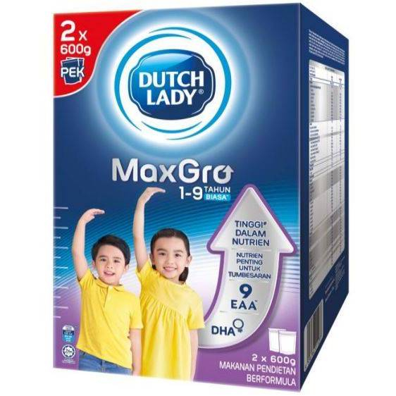 DUTCH LADY MAXGRO 1-9 TAHUN 2x600g (free sample susu ibu mengandung ...