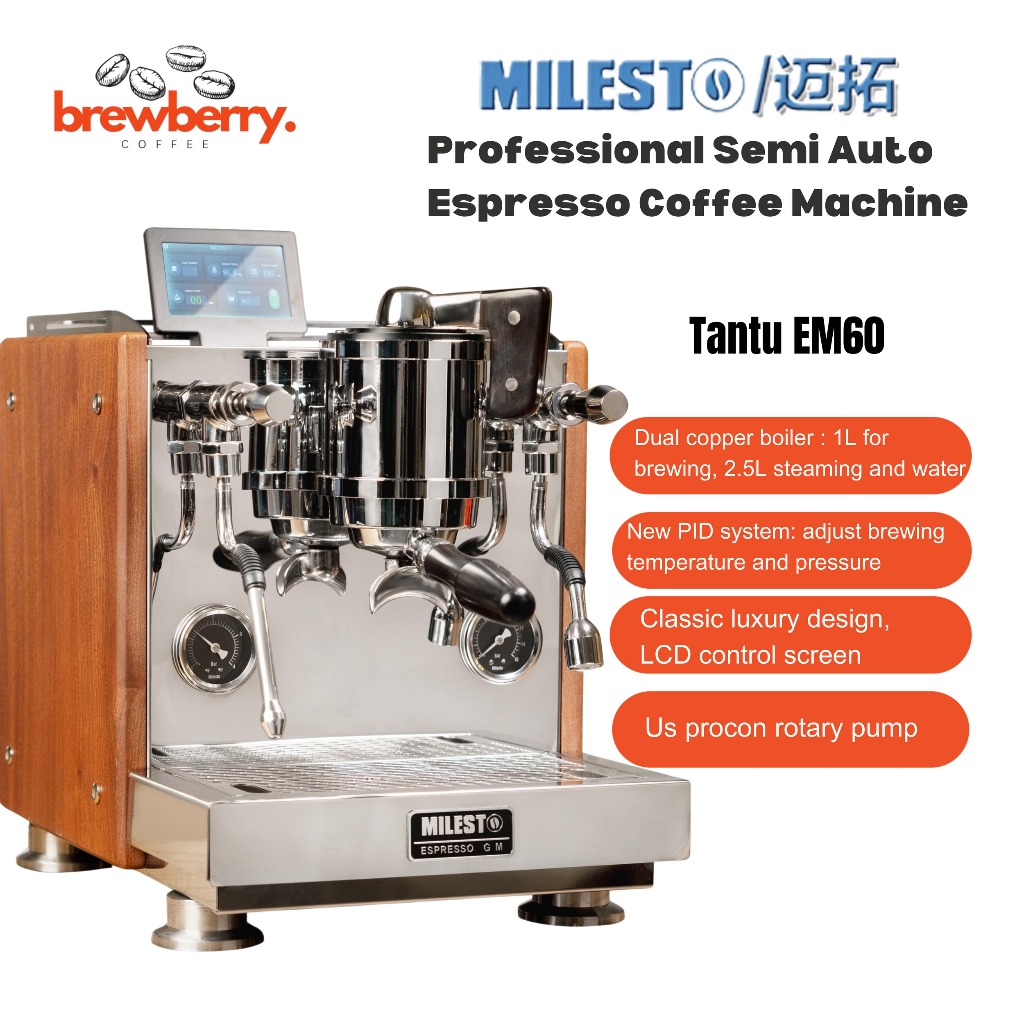 Milesto EM60 TanTu Dual Copper Boilers Rotary Pump Commercial Espresso