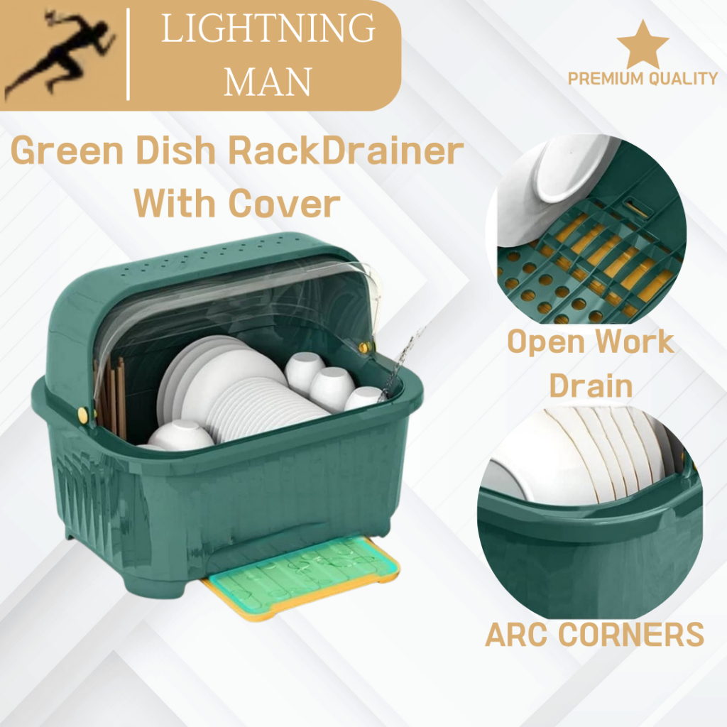 Dish Drainer With Cover Kitchen Organizer Dish Rack Cutlery Dish Rack ...