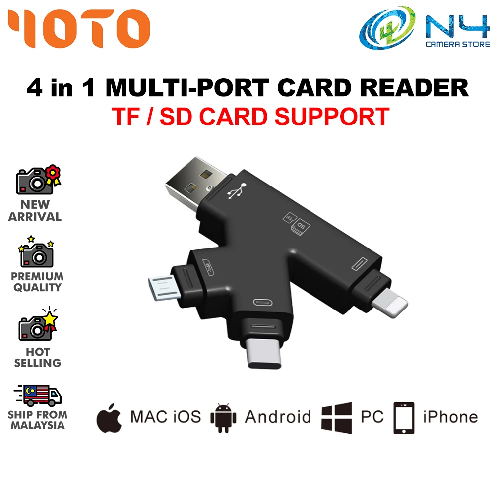 FOTO 4in1 Card Reader USBC Micro USB MicroSD Adapter for Android OTG