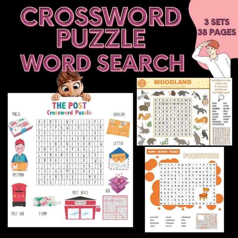 K13 PDF Crossword Puzzle I Word Search Worksheet Kids learning activity