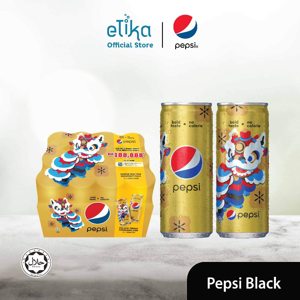 CNY 2024 Pepsi Black 320ml X 12 Cans (Carton) | Shopee Malaysia