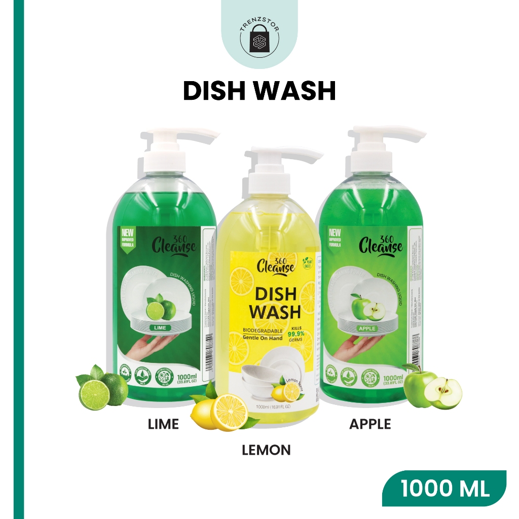 Cleanse360 Biodegradable Dishwashing Liquid [Lemon/ Lime/ Green Apple