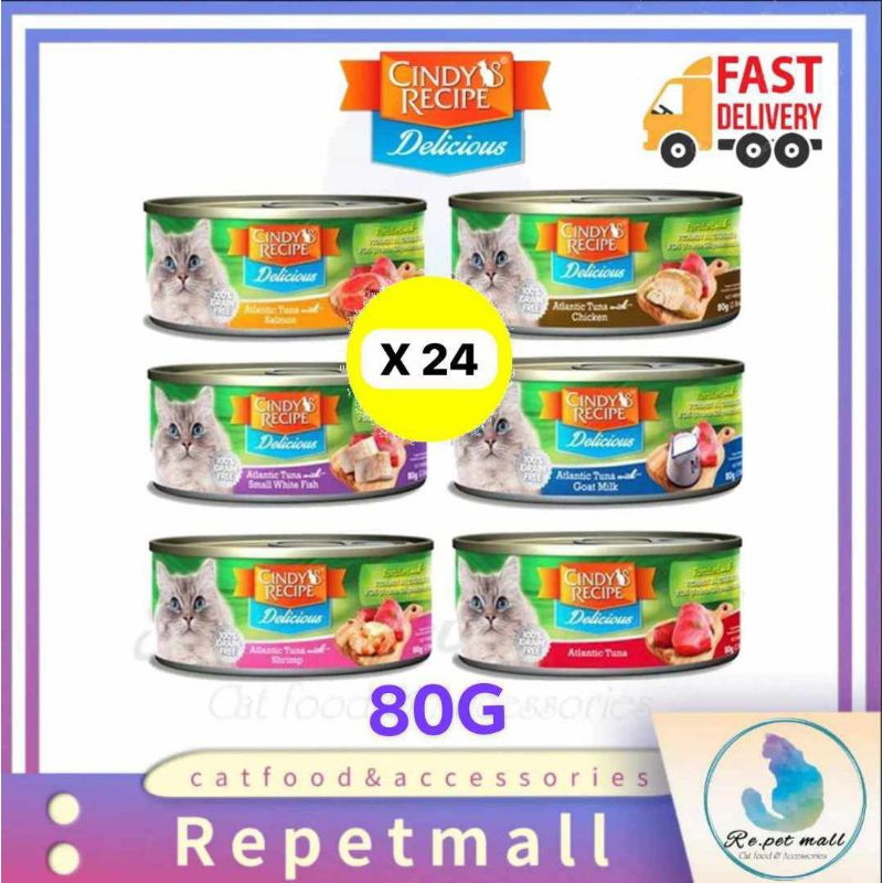 Cindy's Recipe Delicious(1 Carton 24 Can)Cat Wet Food Canned 80G CAN ...