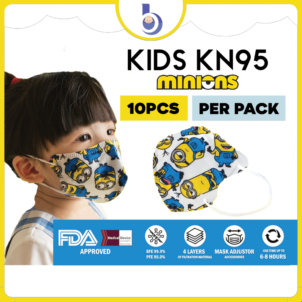 BabyBloo K95 Kids Mask Minions Children Mask K95 Protective 4 Pl