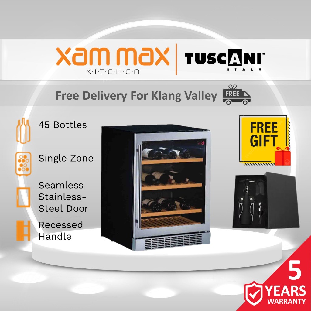 Tuscani Bellona 45 SS Wine Chiller Cellar BuiltIn 42 Bottles Single