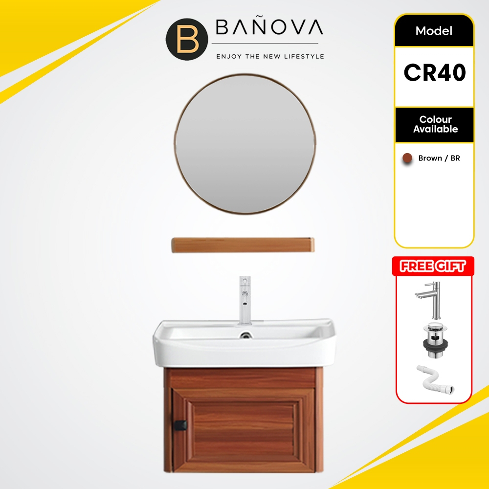 BANOVA Aluminum Bathroom Cabinet Basin Set Ceramic Sink with Mirror and ...