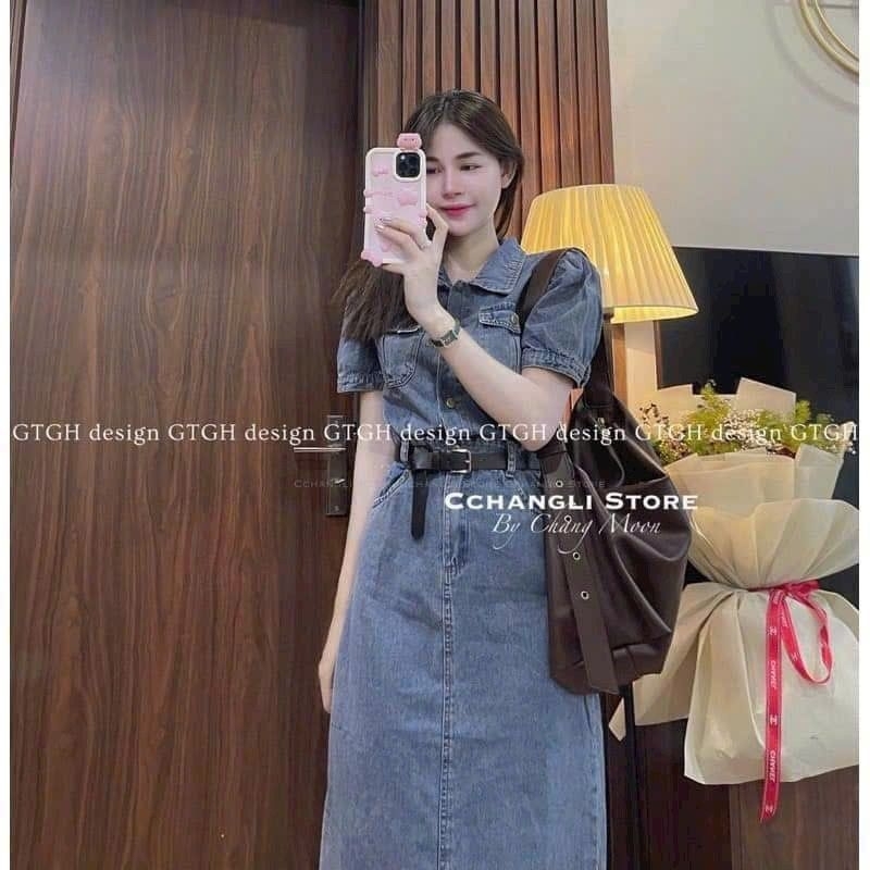 Ready Stock Korean Fashion Short Sleeve Denim Dress Jeans Women Midi Dress Shopee Malaysia