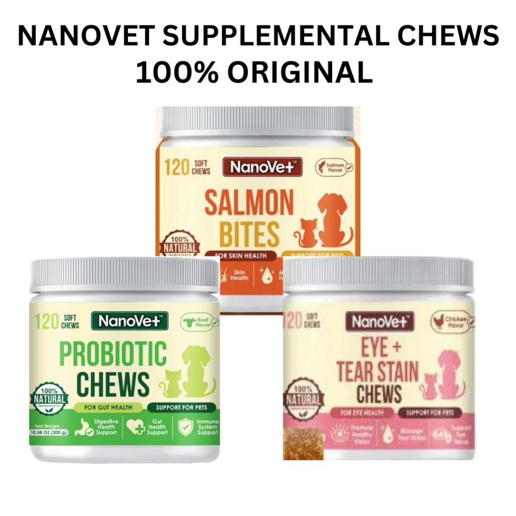 [120 TABS] NANOVET PROBIOTICS SALMON BITES TEAR & EYE STAIN