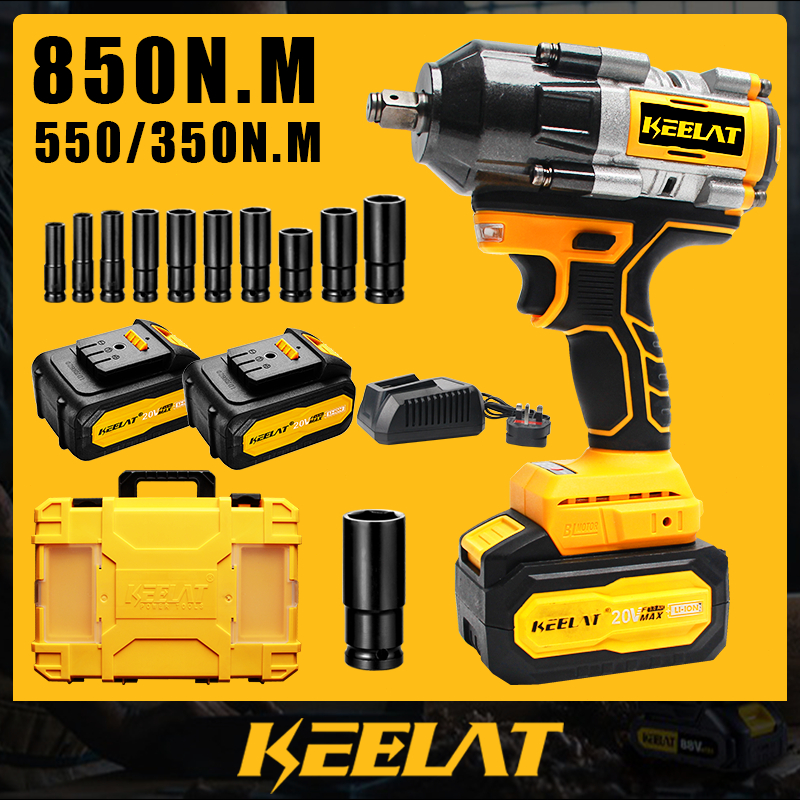 KEELAT KID0010 Cordless Impact Wrench Battery 1/2"Heavy Duty Impact Gun
