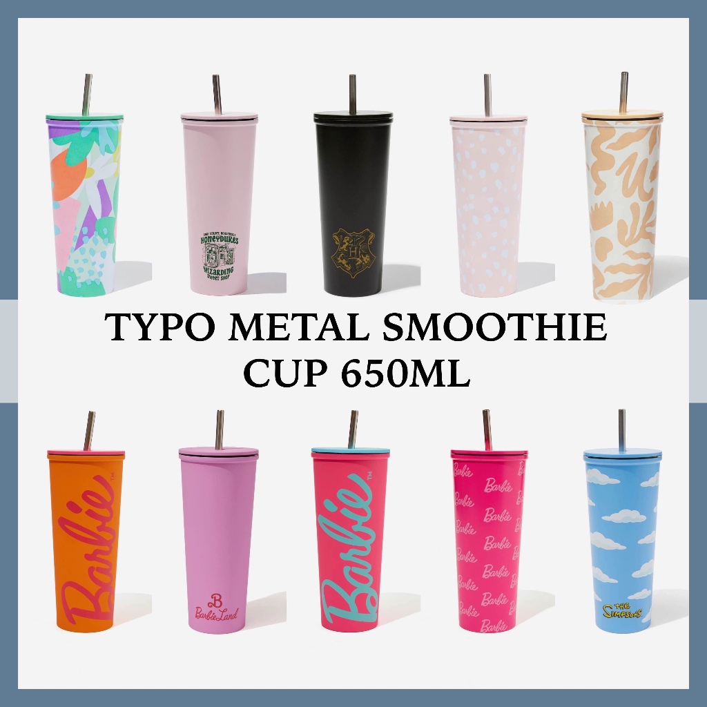 TYPO x Barbie Tumbler / Typo Metal Smoothie Cup / Stainless Steel with Straw Lid / Suitable for