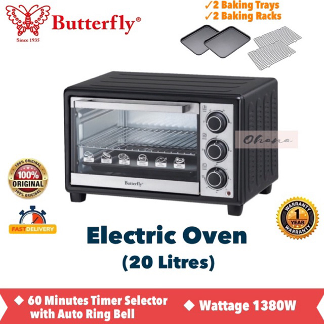 BUTTERFLY ELECTRIC OVEN BEO-5221 (20L) / KETUHAR BEO5221 OVEN TOASTER ...