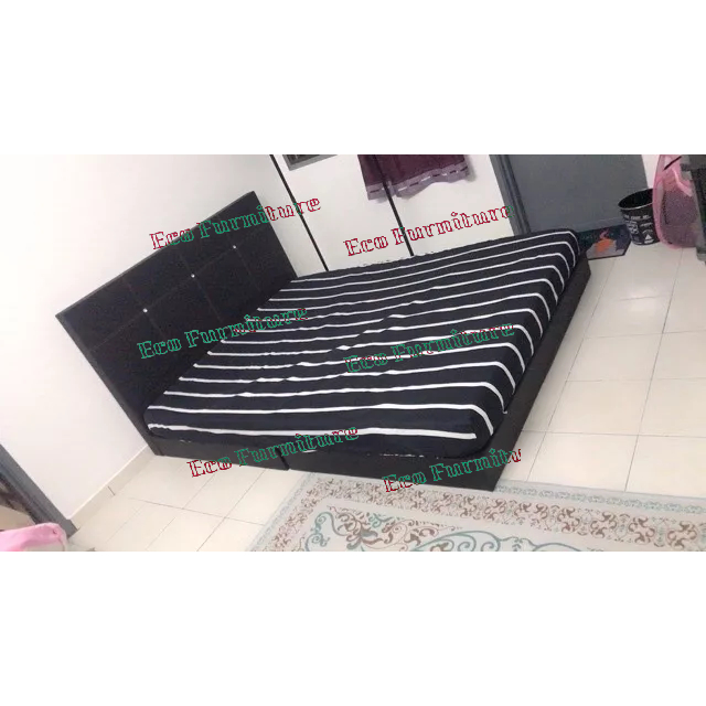 Katil Kulit PVC Hitam Divan Katil Single Super Single Queen King (3d ...