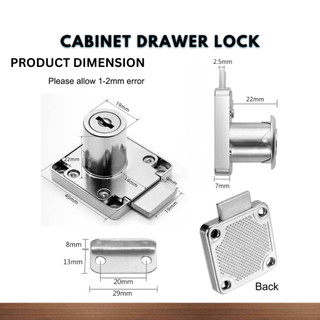 Cabinet Drawer Lock Square Security Drawer Lock Set Kunci Laci Lock ...