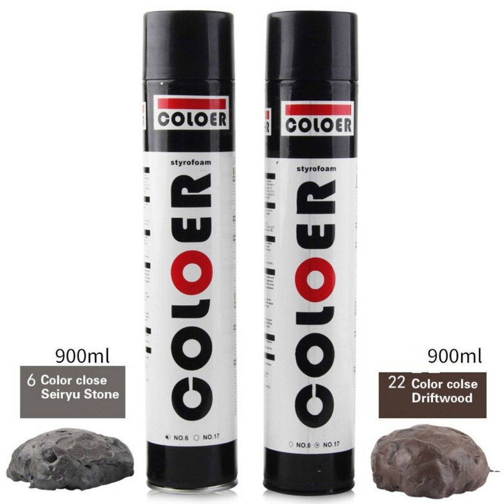 COLOER Spray Foam PU Foam Aquascape Landscape Polyurethane Foam Adhesives 900ml (Gray Color