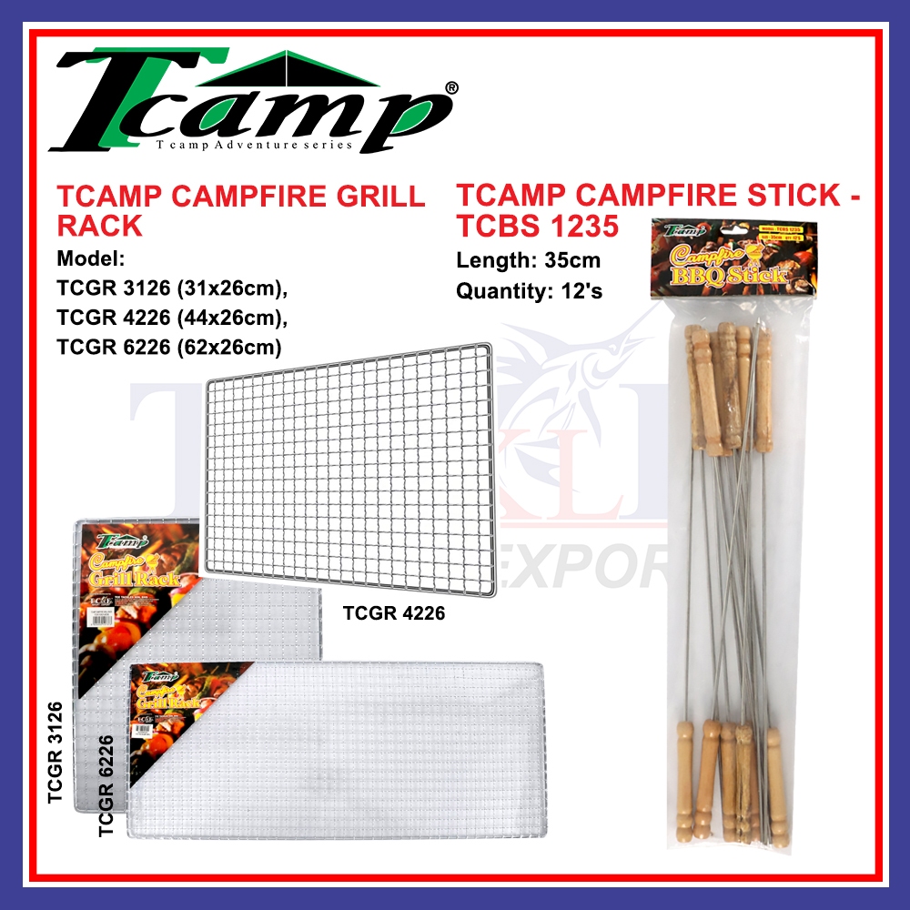 Tcamp Campfire Gear BBQ Grill Rack and BBQ Stick Outdoors Picnic ...