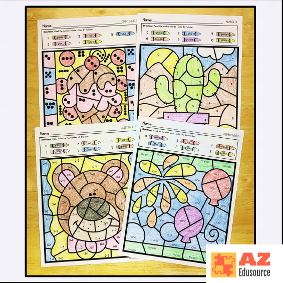 [PDF] Color by Number and Code Printable Coloring Sheets Assorted Set ...