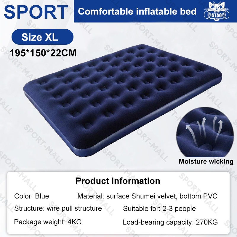 Inflatable Bed Single Air Bed 5 Sizes Midnight Green 25cm Extra Thick