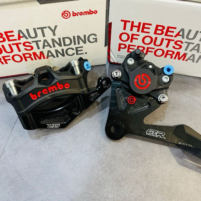 Y15 Y16 ORIGINAL BREMBO STYLEMA BLACK 4POT CALIPER FRONT REAR P34 RED