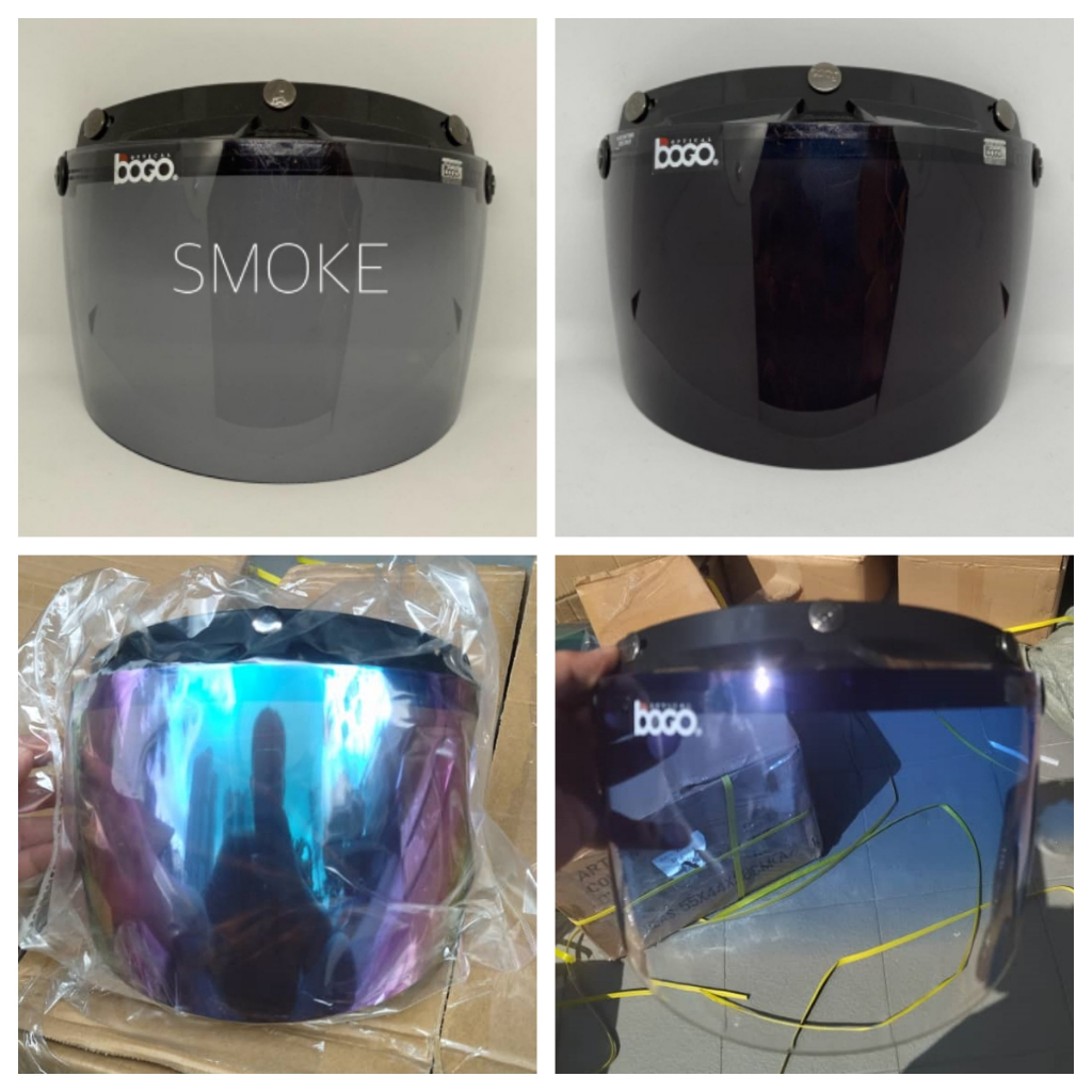 VISOR HELMET 3 PIN U SHAPE 3 BUTTON CLEAR TINTED BLACK IRIDIUM GOLD RED ...