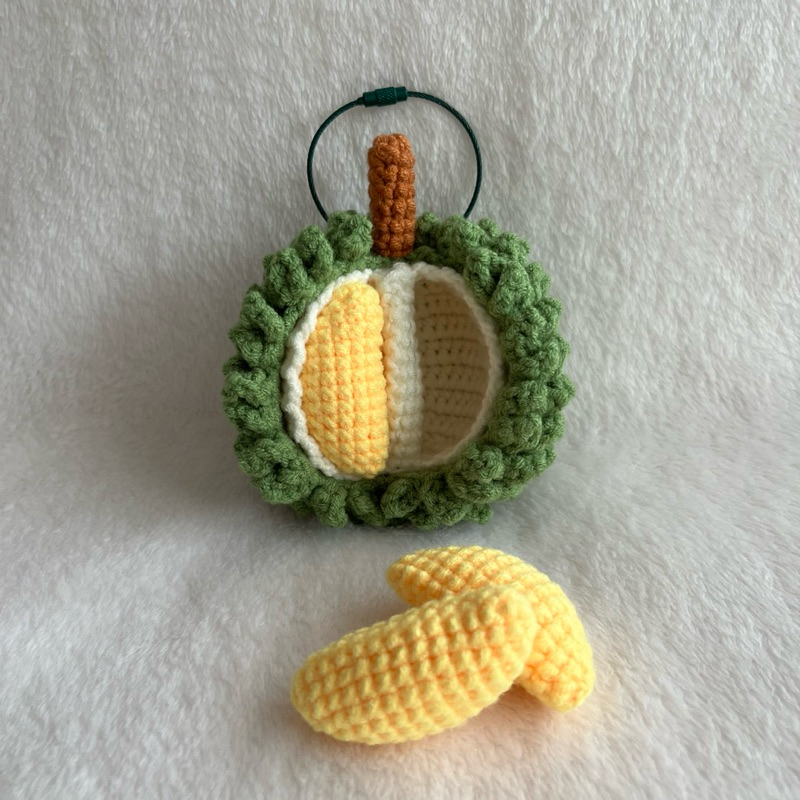 ｜100% Handmade Crochet Musang King Durian Keychain｜100% 纯手工制作钩织猫山王榴莲钥匙扣 ...