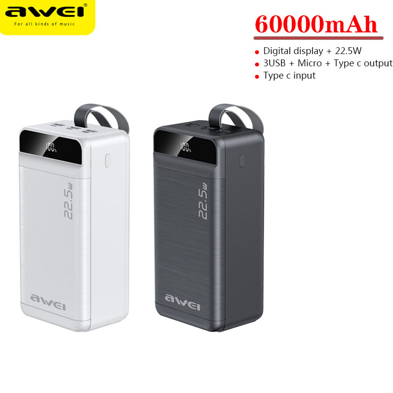 Awei 60000mAh 22.5W PD Fast Charge P142K P141K P140k 143 144K Power ...