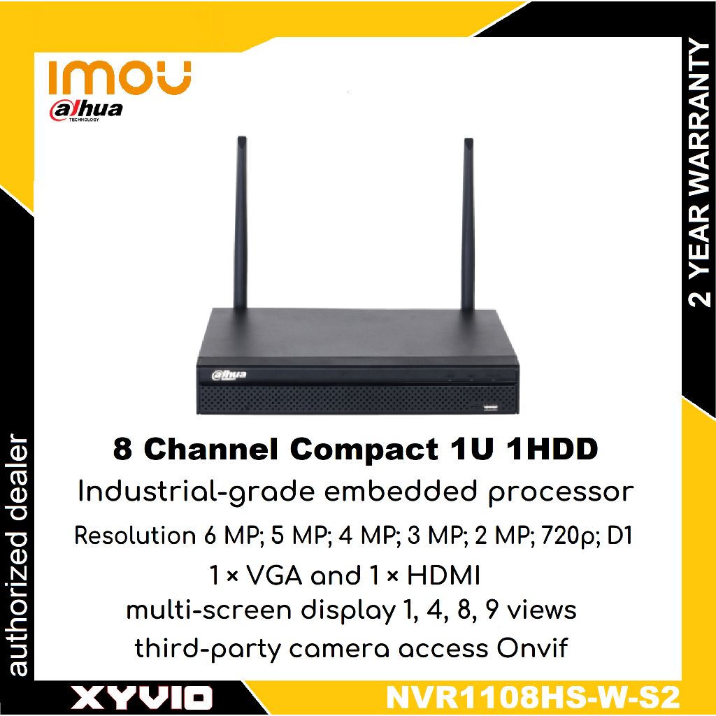 IMOU Dahua 2MP 2 Megapixel 8ch 8 Channel Wifi 2 Antenna 1 Hdd Bay IP ...