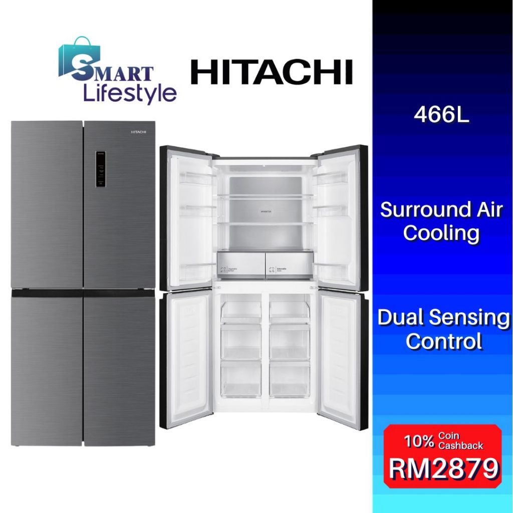 HITACHI 4 Doors Inverter Refrigerator 466L with Touch Screen Controller
