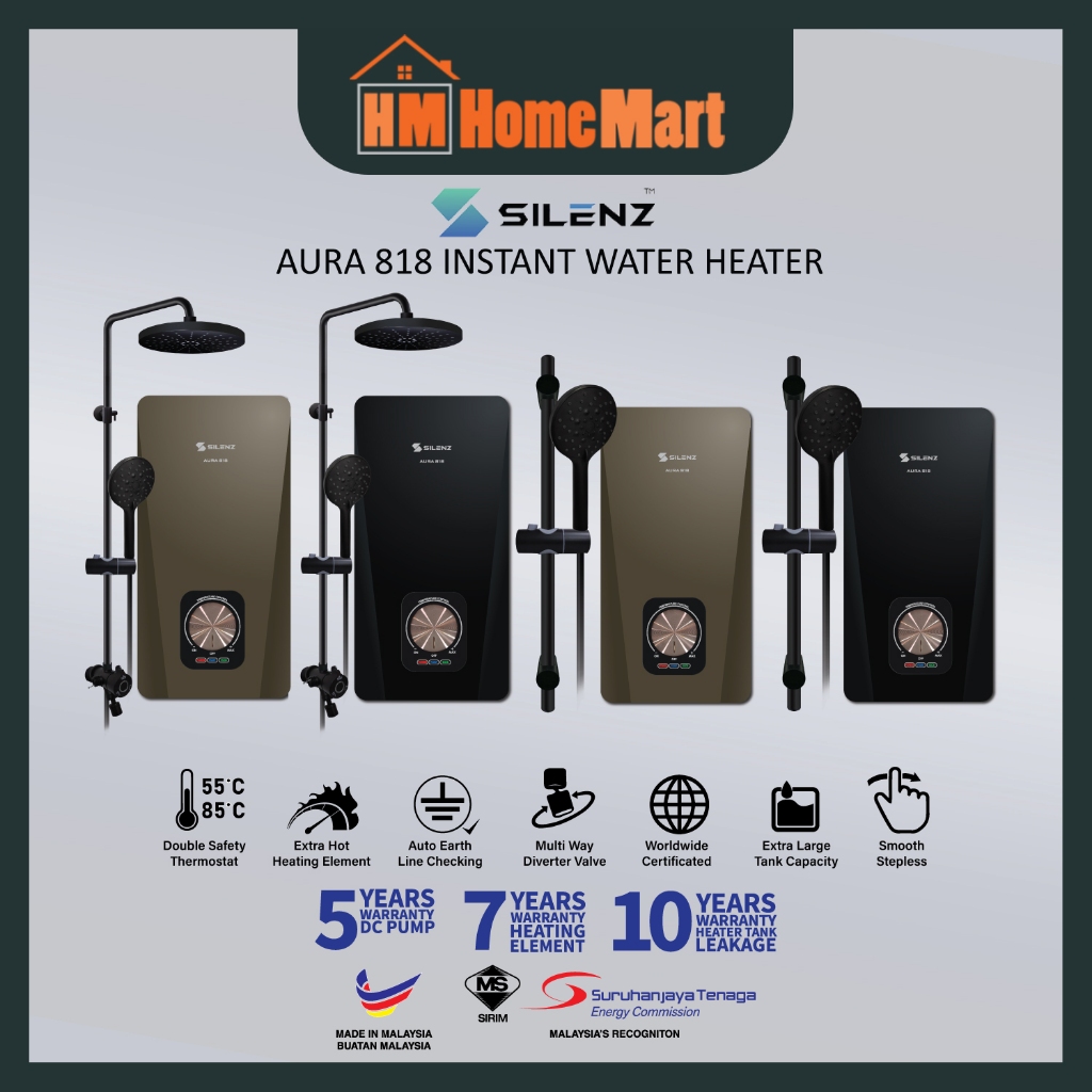 Silenz DC Pump Water Heater AURA 818 DRS/P (1 Year Warranty) | Shopee ...