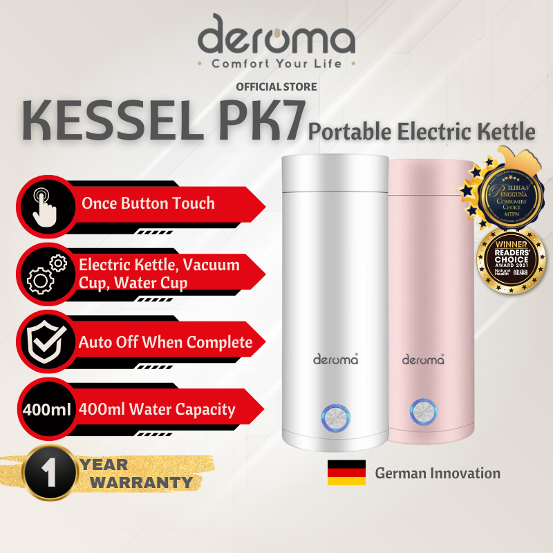 Deroma KESSELPK7 Electric Kettle Portable Kettle Thermos Electric Hot