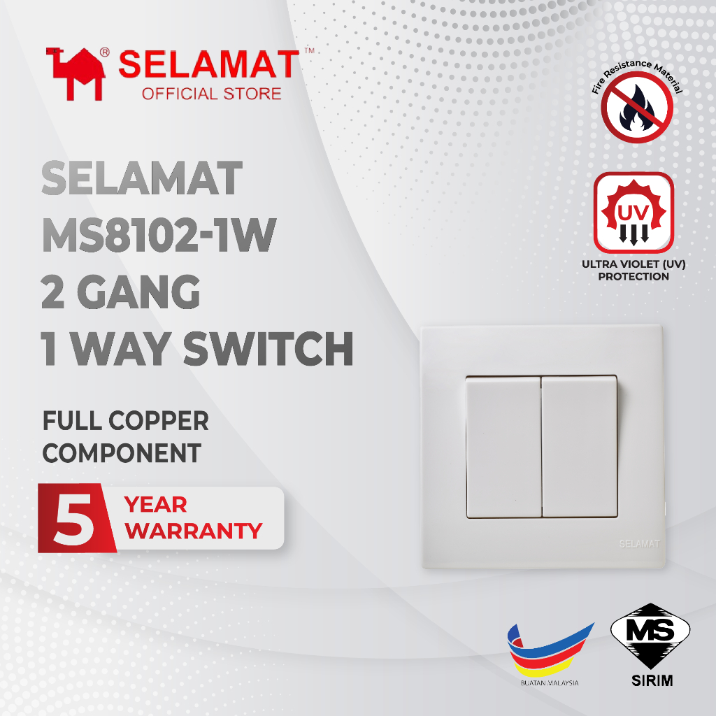SELAMAT MS8102-1W 2 GANG 1 WAY SWITCH Kilang/Direct factory/Bulk ...