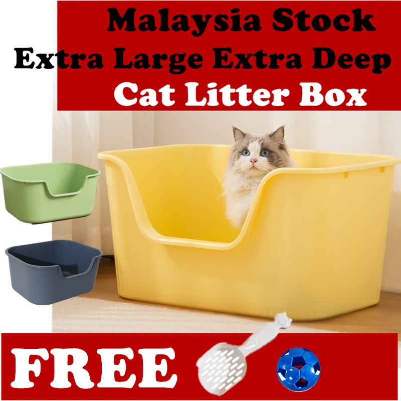 XL Extra Deep Cat Litter Box Toilet Kucing Cat Bekas Pasir Kucing Besar