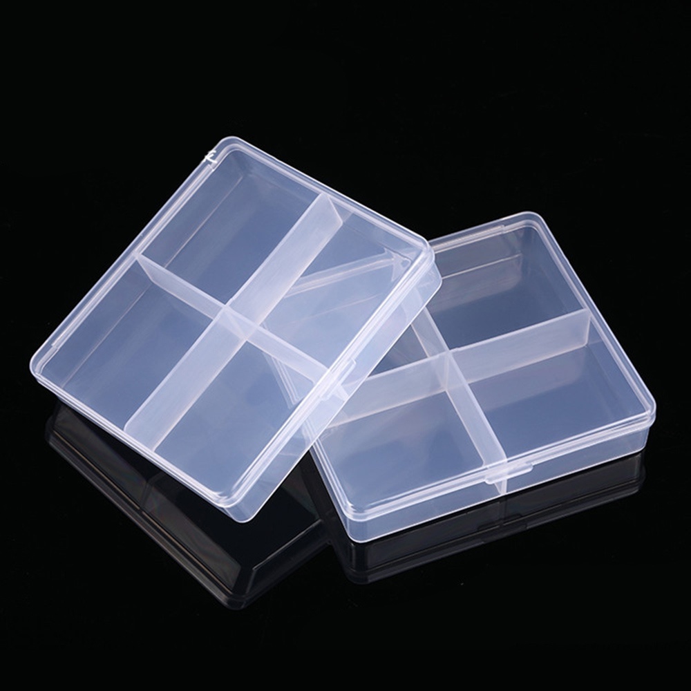 (5pcs) 4 Grid Mini Storage Box Plastic Container Transparent Display ...