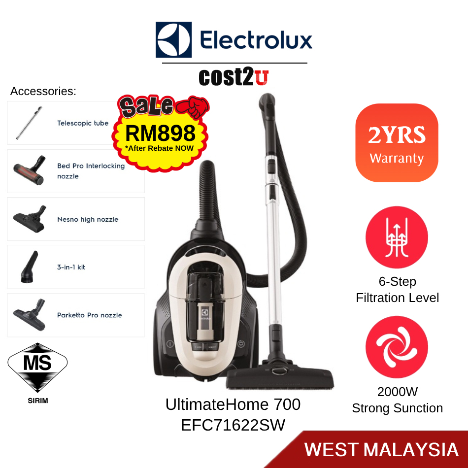 Electrolux UltimateHome 700 Canister Vacuum Cleaner 2000W EFC71622SW