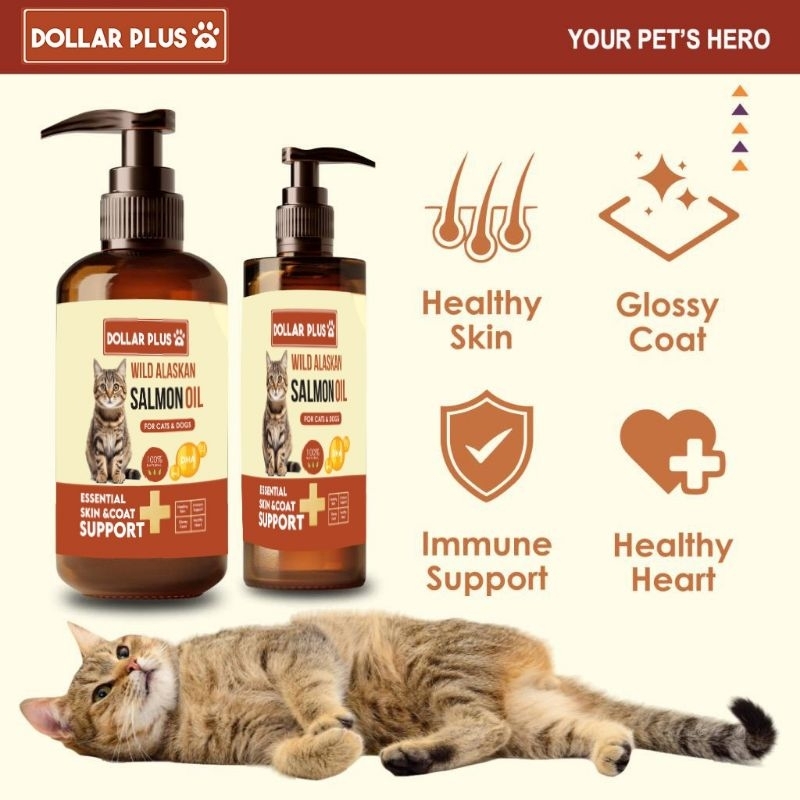 Dollar Plus Premium Wild Alaskan Salmon Oil for Cat Dog 100ml