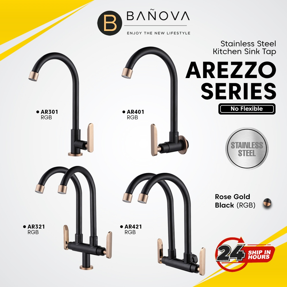BANOVA SUS 304 Stainless Steel Kitchen Sink Tap Water Tap AREZZO Series ...
